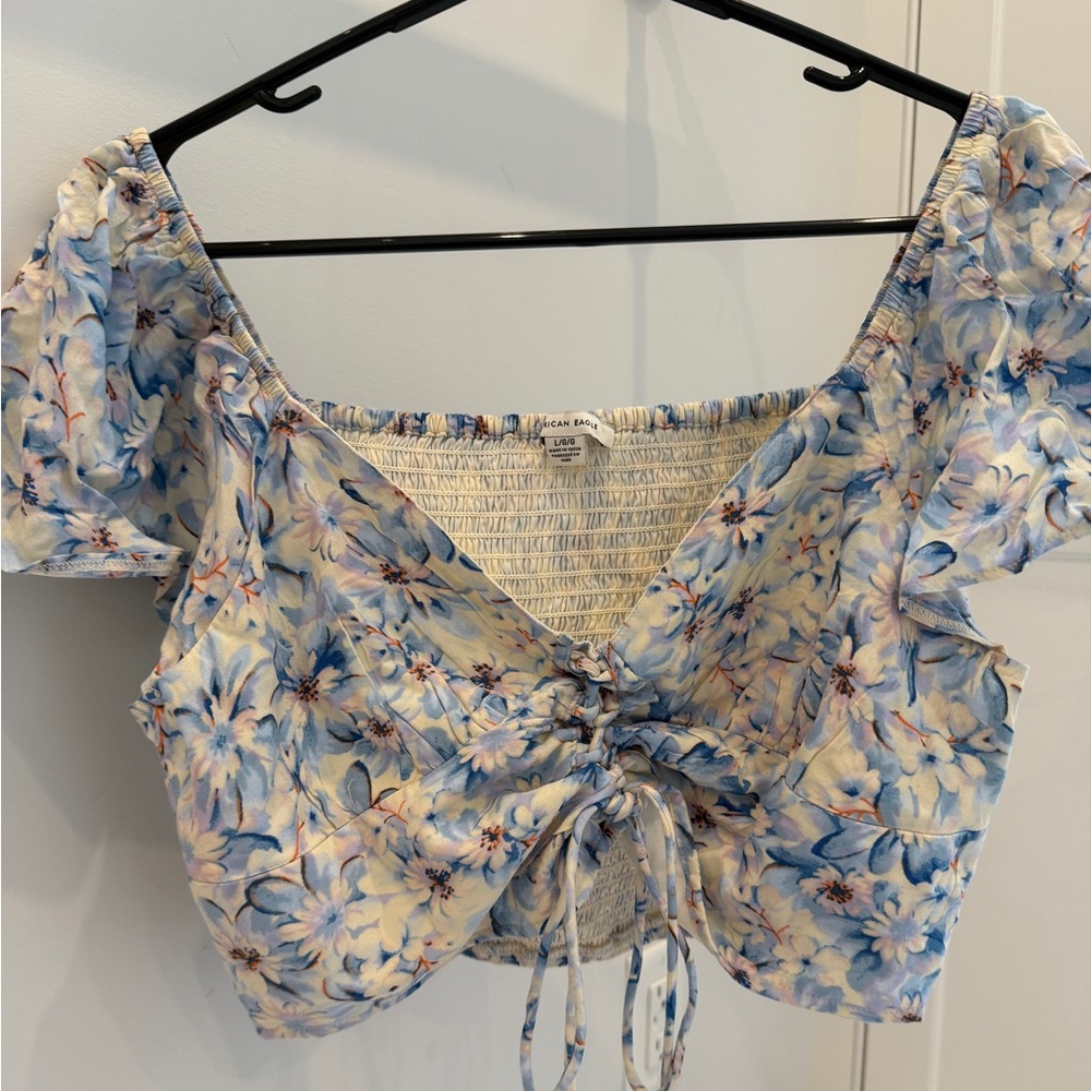 AE Flutter-Sleeve Corset Blouse